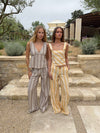Kristiana bukser med striber - Beige/off white