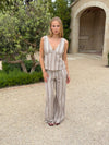 Kristiana bukser med striber - Beige/off white
