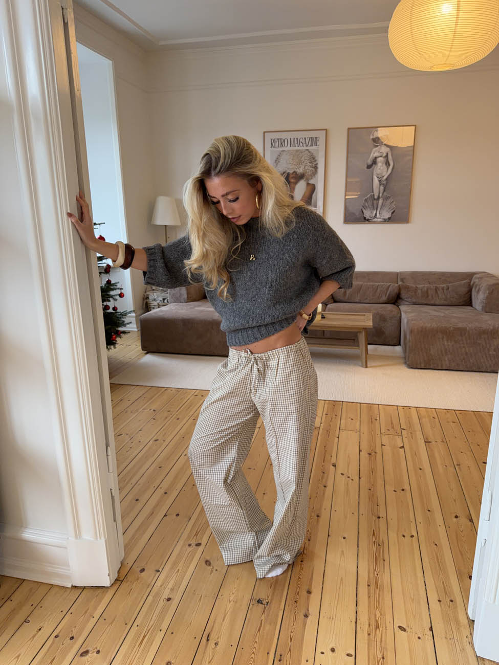 Lylana bukser med tern - Beige