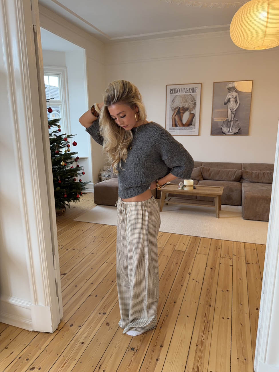 Lylana bukser med tern - Beige