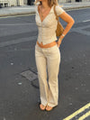 Malin Tomkins bukser med tern - Beige/hvid