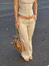 Malin Tomkins bukser med tern - Beige/hvid