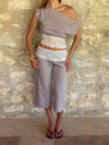 Camina caprishorts med blonder - Beige