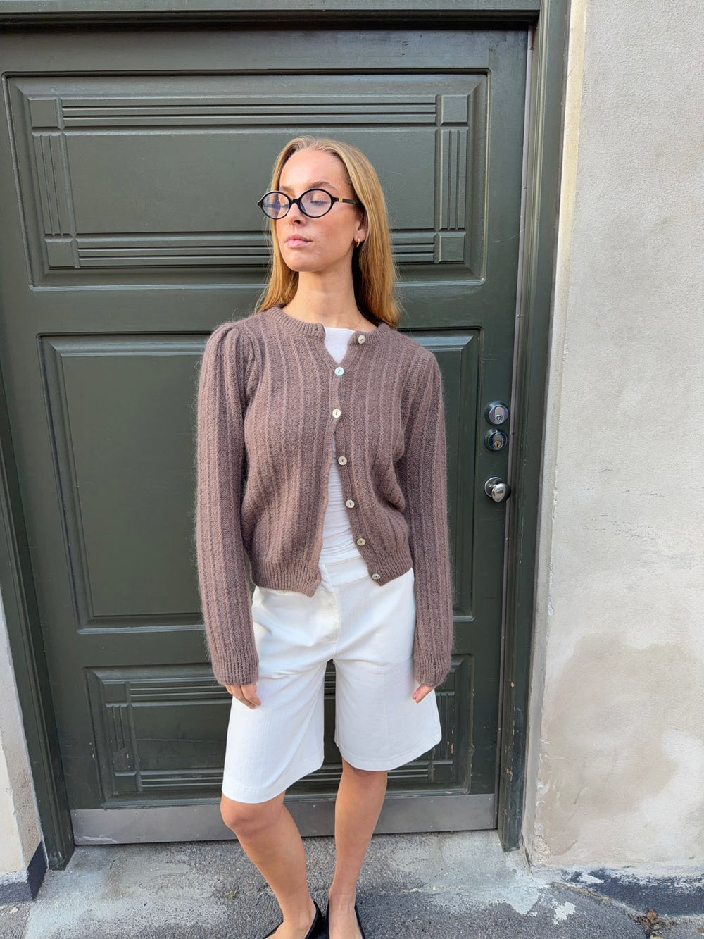 Grace cardigan i strik - Brun