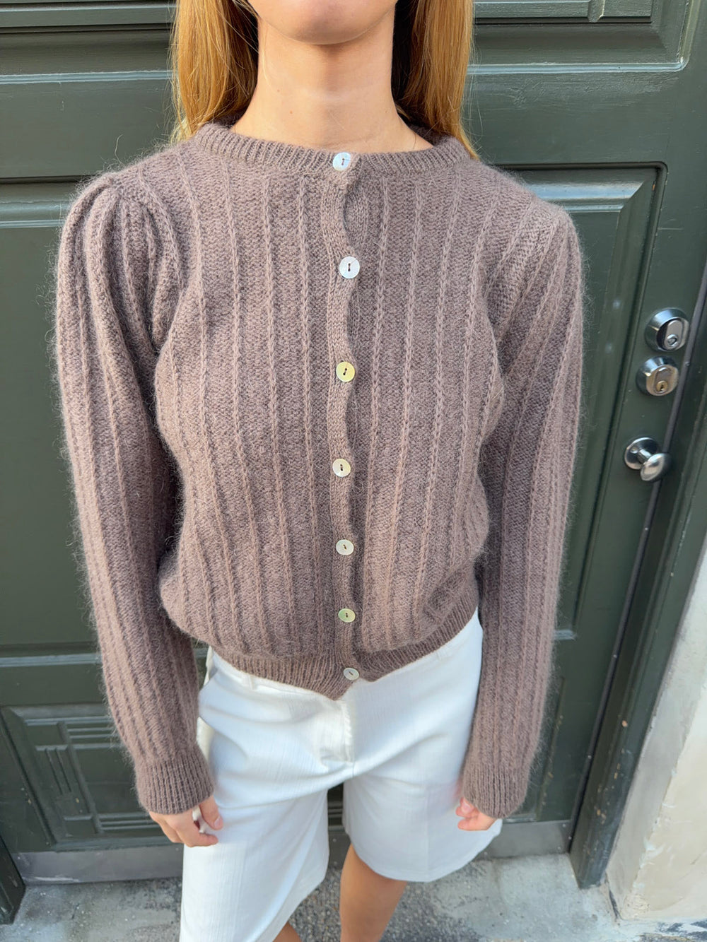 Grace cardigan i strik - Brun