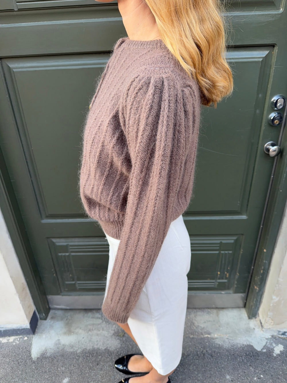 Grace cardigan i strik - Brun