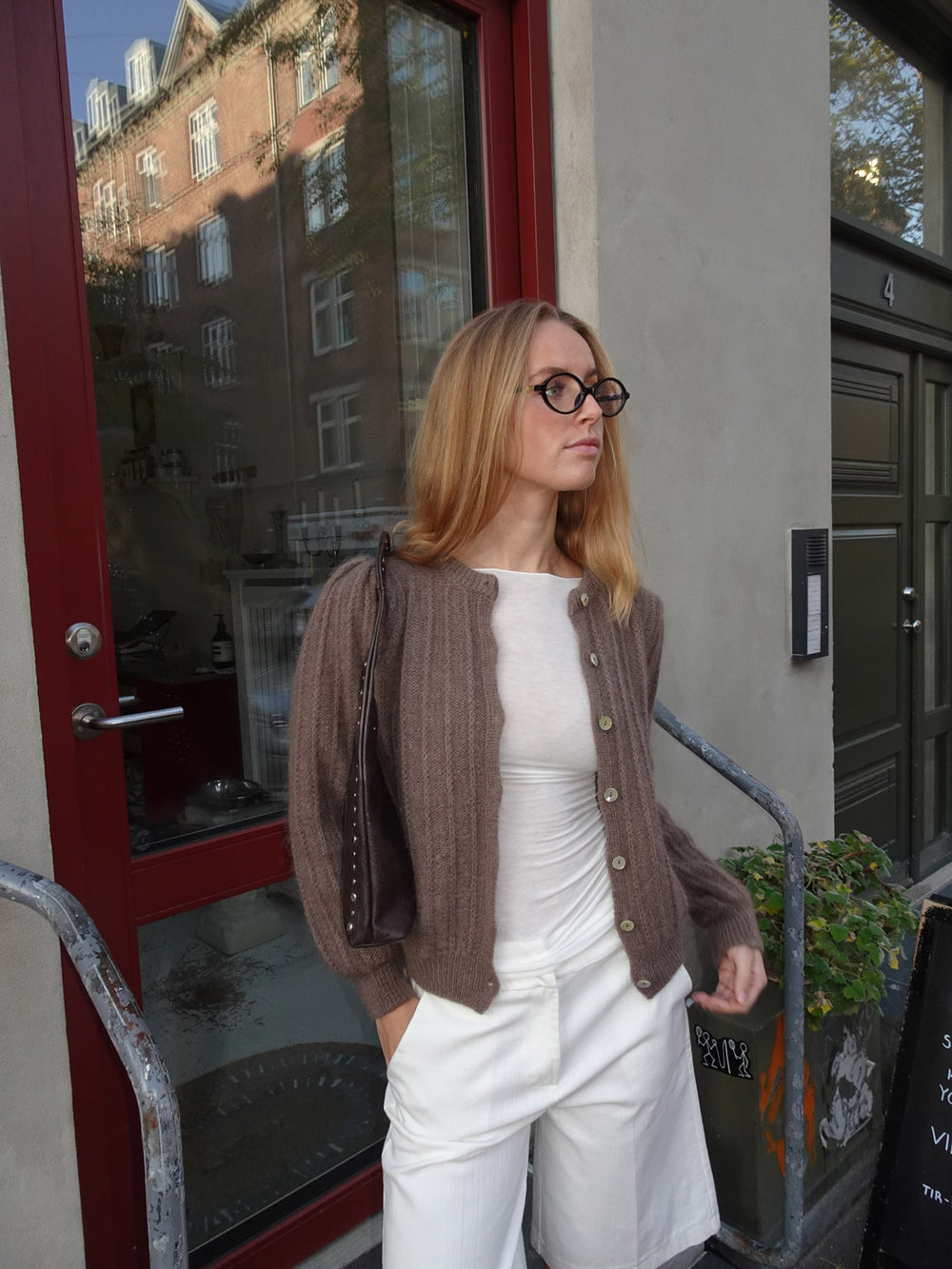Grace cardigan i strik - Brun