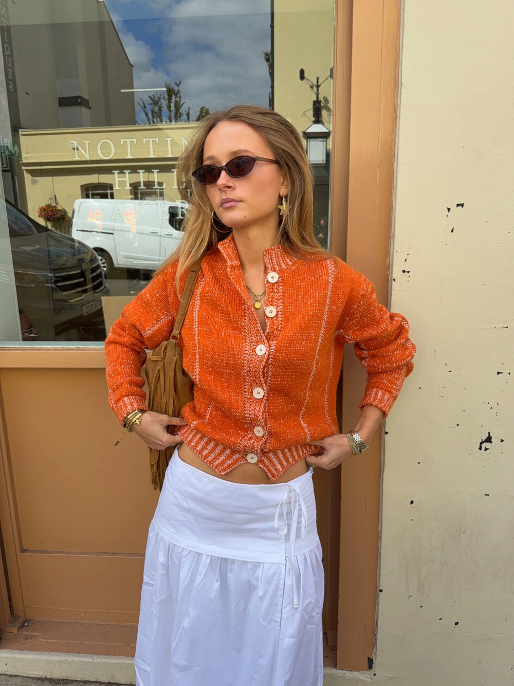 Malin Tomkins cardigan med detaljer - Orange