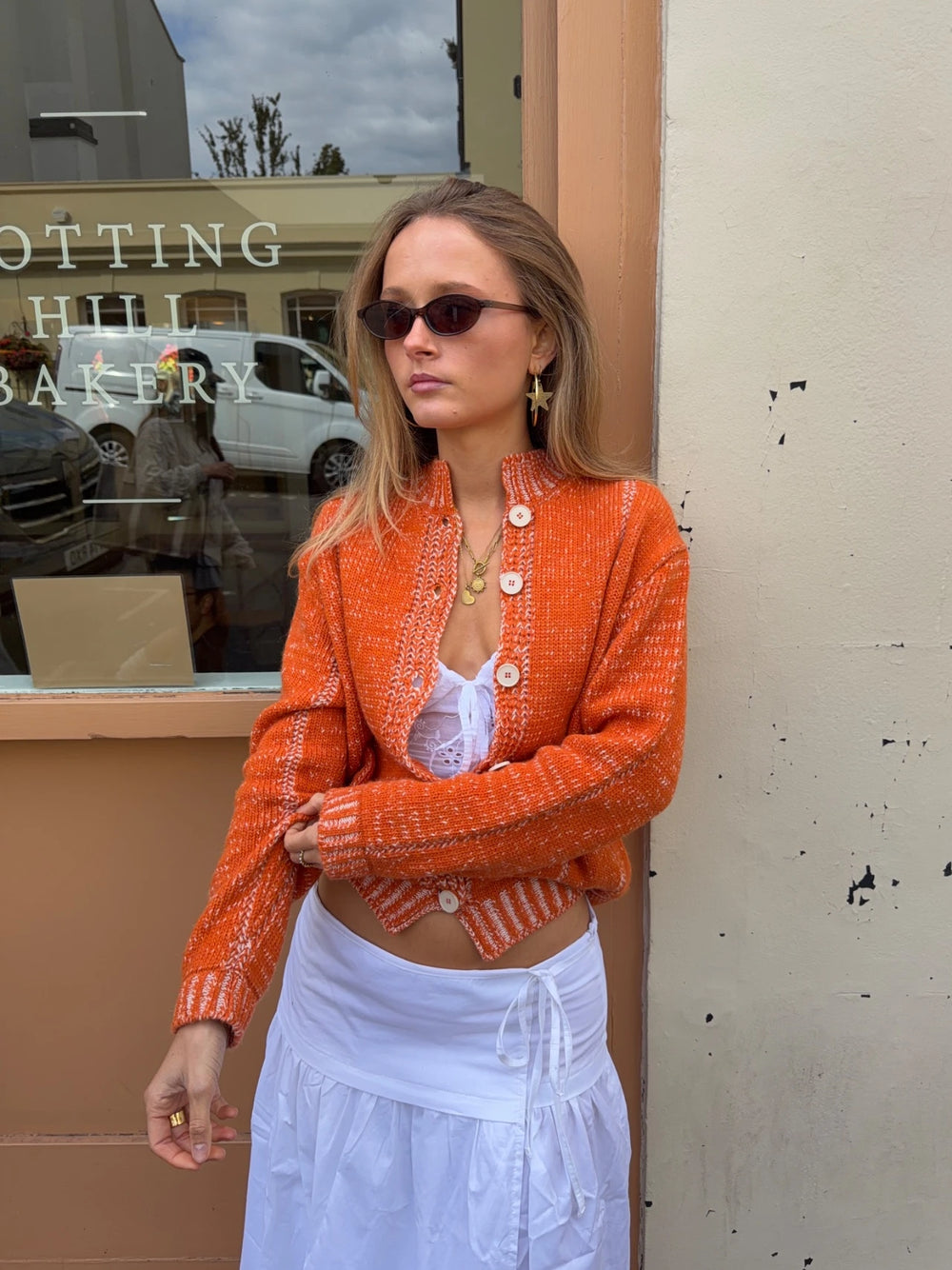 Malin Tomkins cardigan med detaljer - Orange