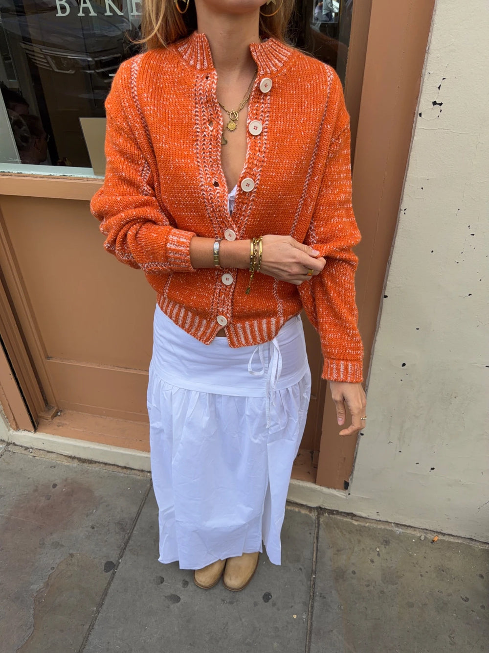 Malin Tomkins cardigan med detaljer - Orange