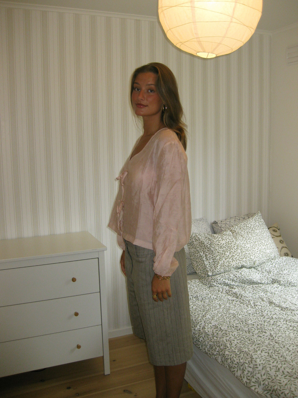 Kirstin skjorte med bindebånd - Lyserød