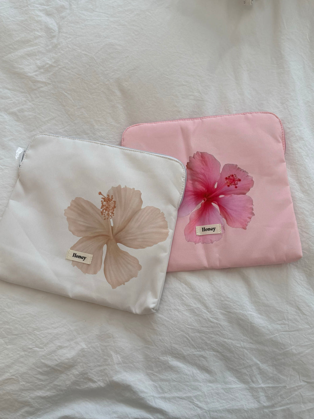 Honey computer sleeve - Lyserød med pink blomst