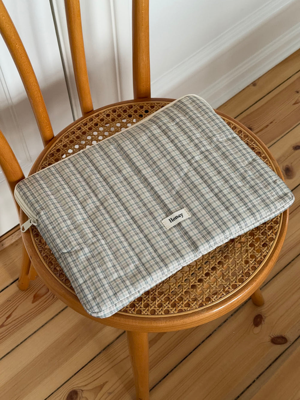 Honey computersleeve med tern - Beige/grøn