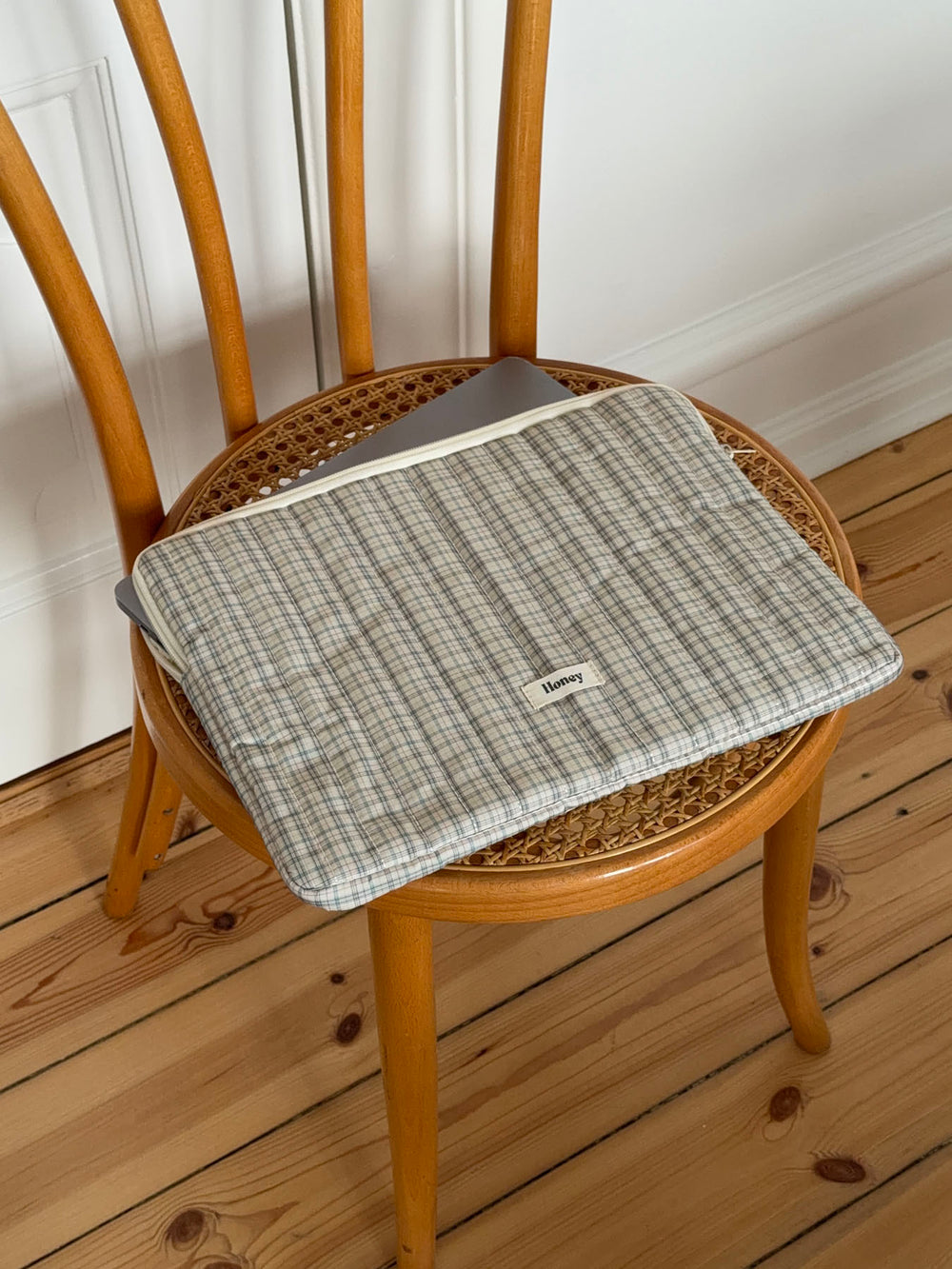 Honey computersleeve med tern - Beige/grøn