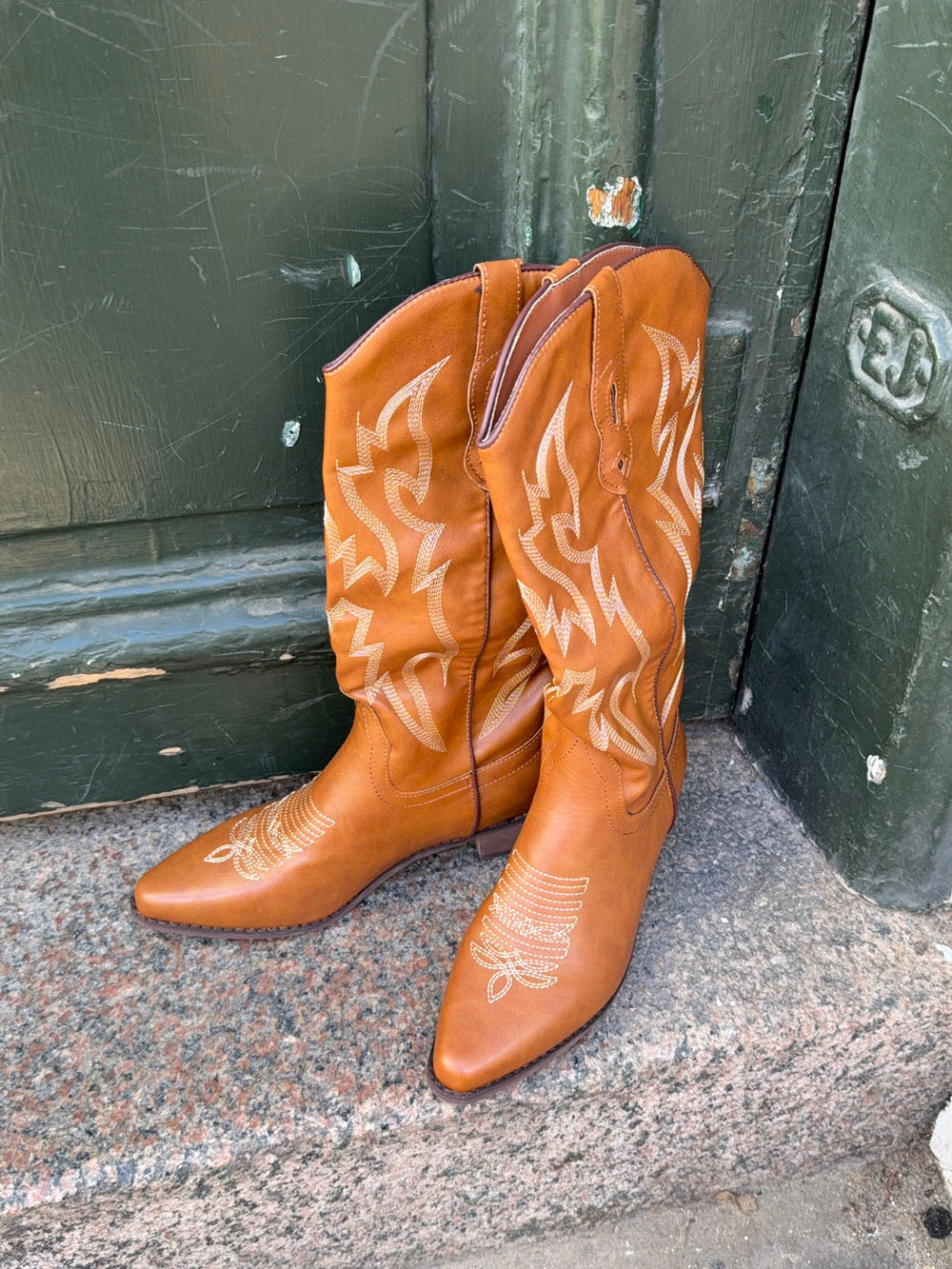 Cille cowboystøvler i imiteret læder - Brun