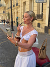 Eira crop top med blonder - Hvid