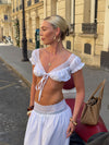 Eira crop top med blonder - Hvid