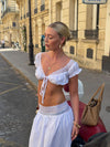 Eira crop top med blonder - Hvid