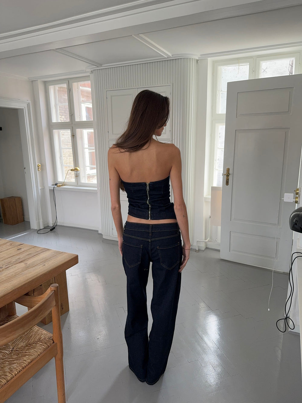 Viki denimtop - Mørk denim