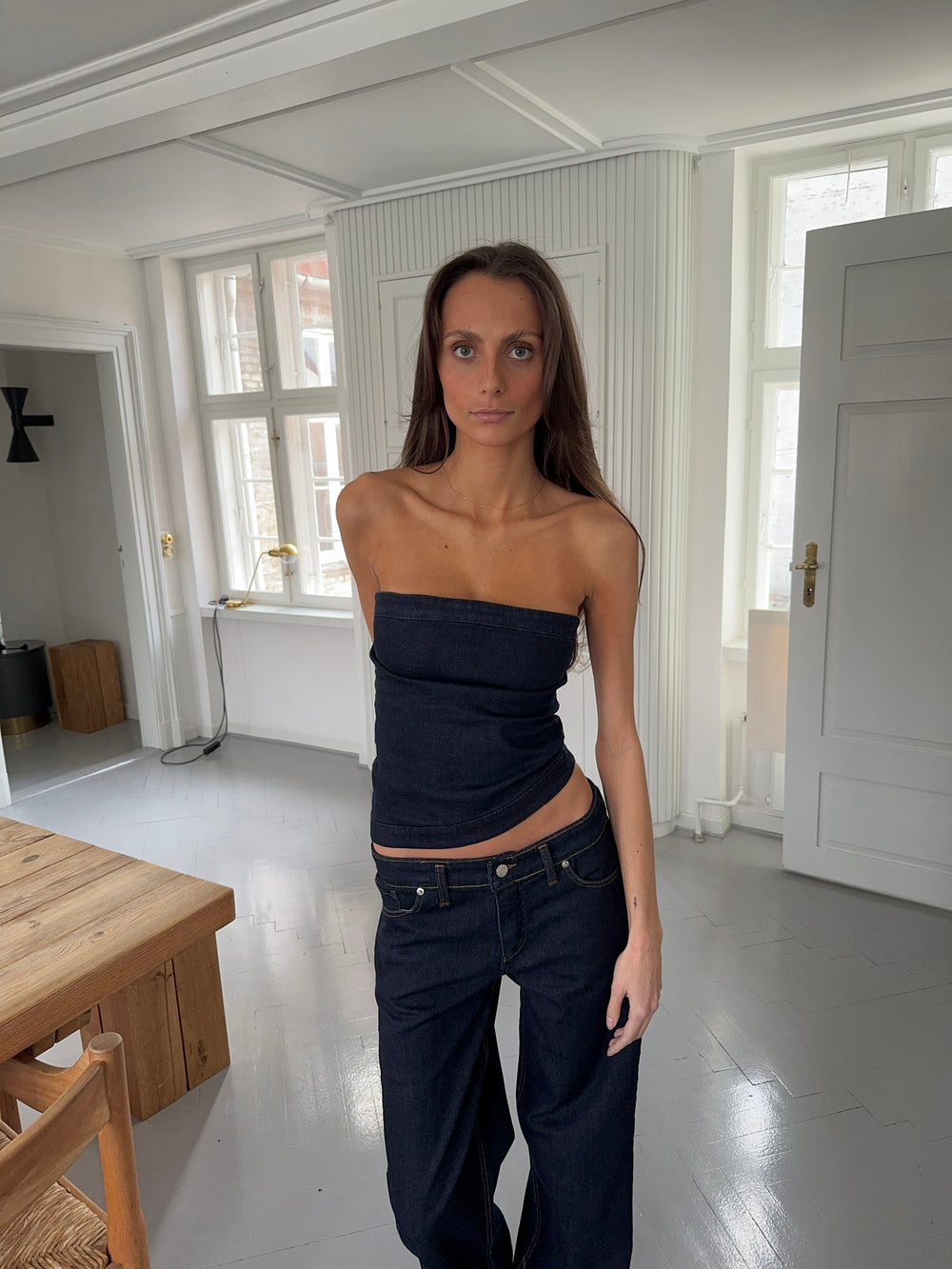 Viki denimtop - Mørk denim