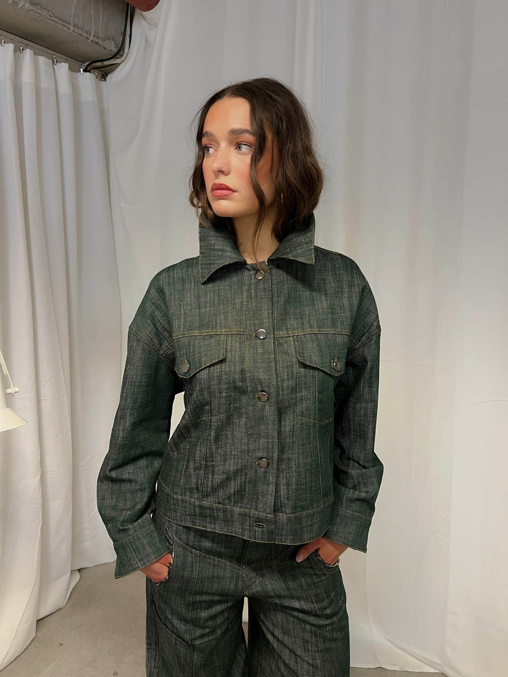 Olivina denimjakke - Blågrøn