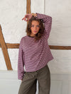 "Main character energy" bluse med striber - Pink/brun/gul