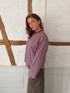 "Main character energy" bluse med striber - Pink/brun/gul