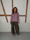 "Main character energy" bluse med striber - Pink/brun/gul
