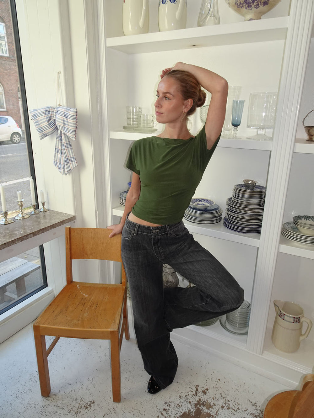 Florine figursyet t-shirt - Kaki