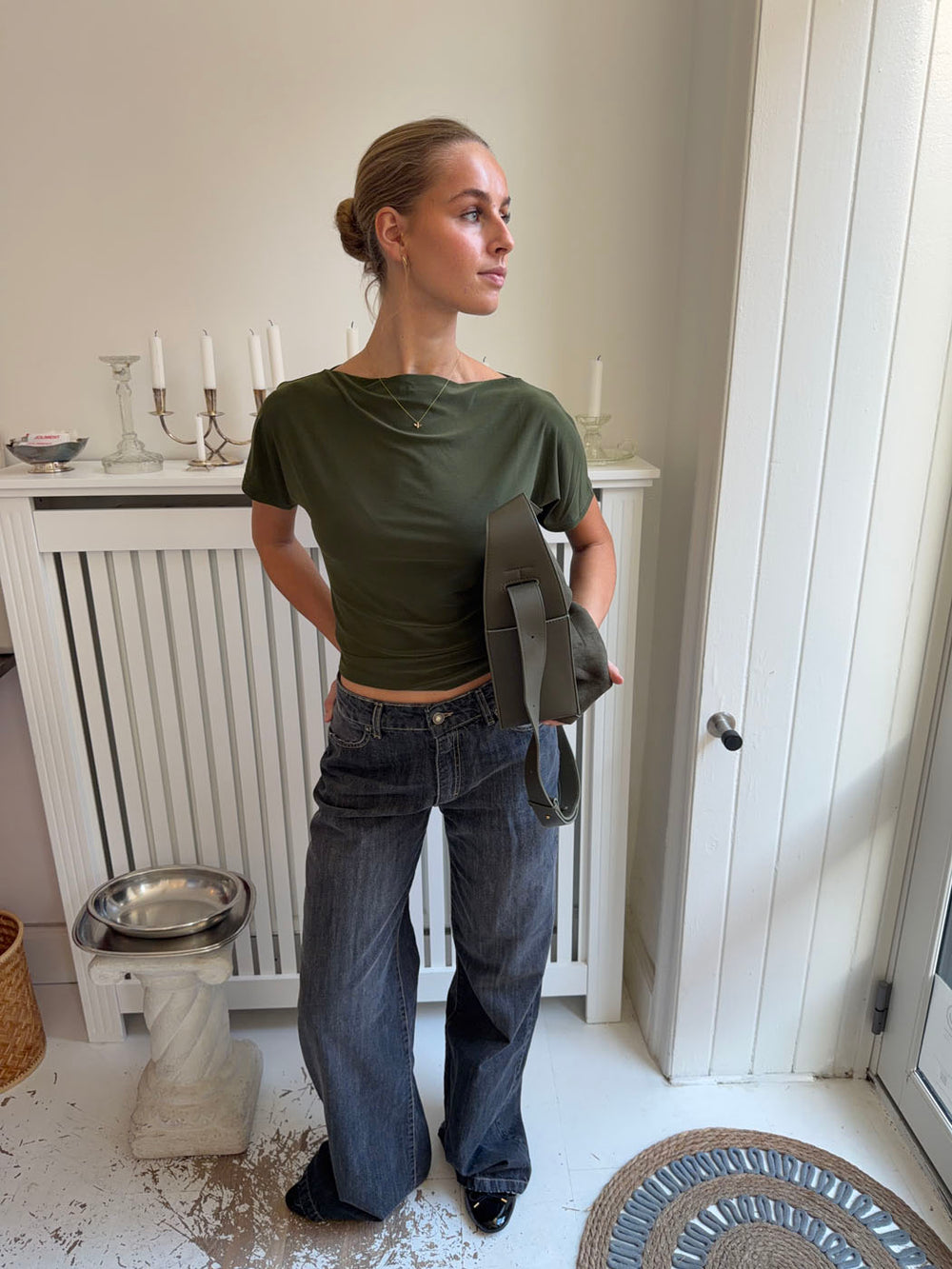 Florine figursyet t-shirt - Kaki