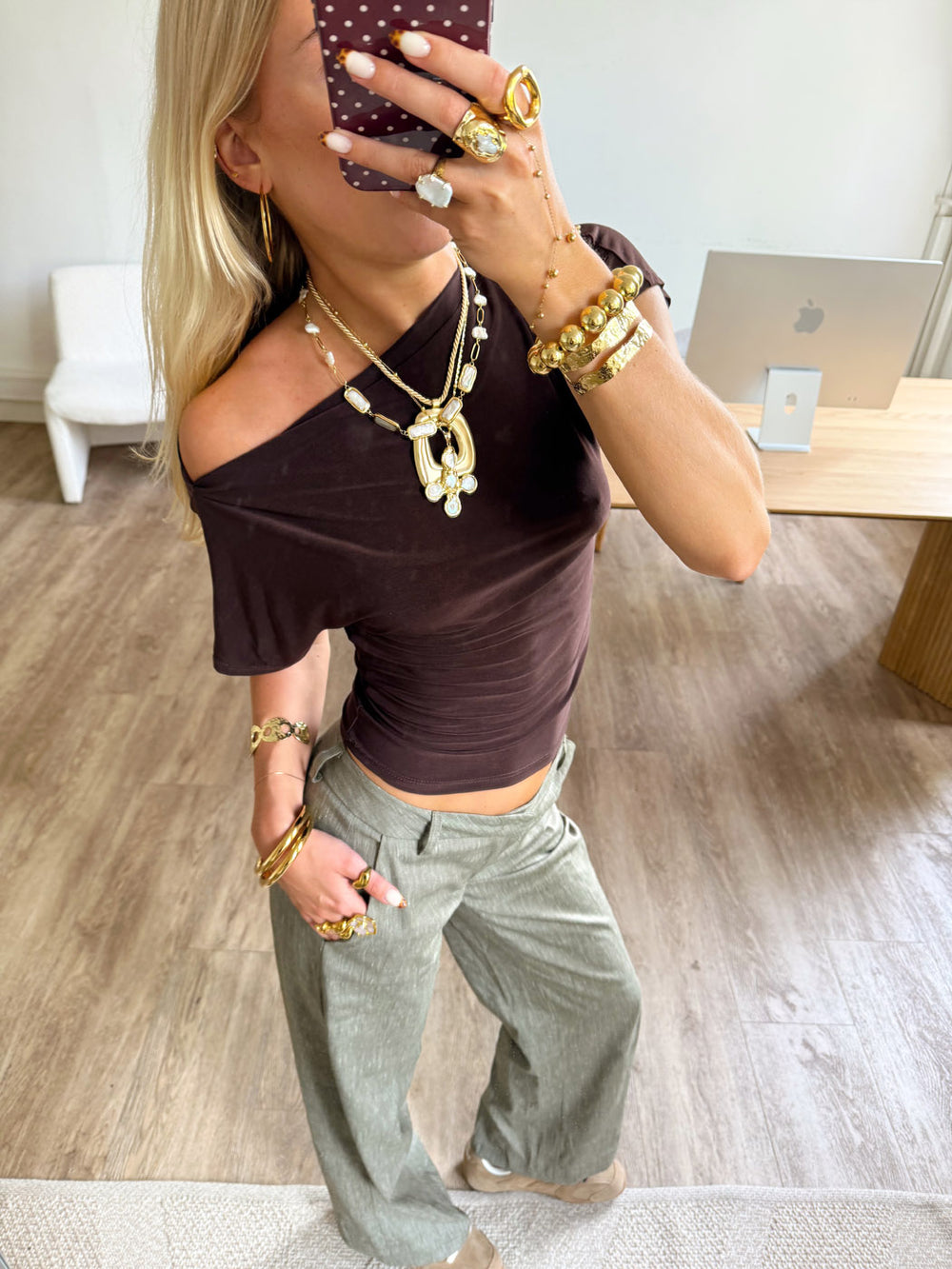 Florine figursyet t-shirt - Brun