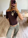 Florine figursyet t-shirt - Brun