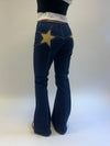 Flared star jeans med guld stjerne - Mørk denim