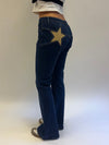 Flared star jeans med guld stjerne - Mørk denim