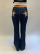 Flared star jeans med guld stjerne - Mørk denim