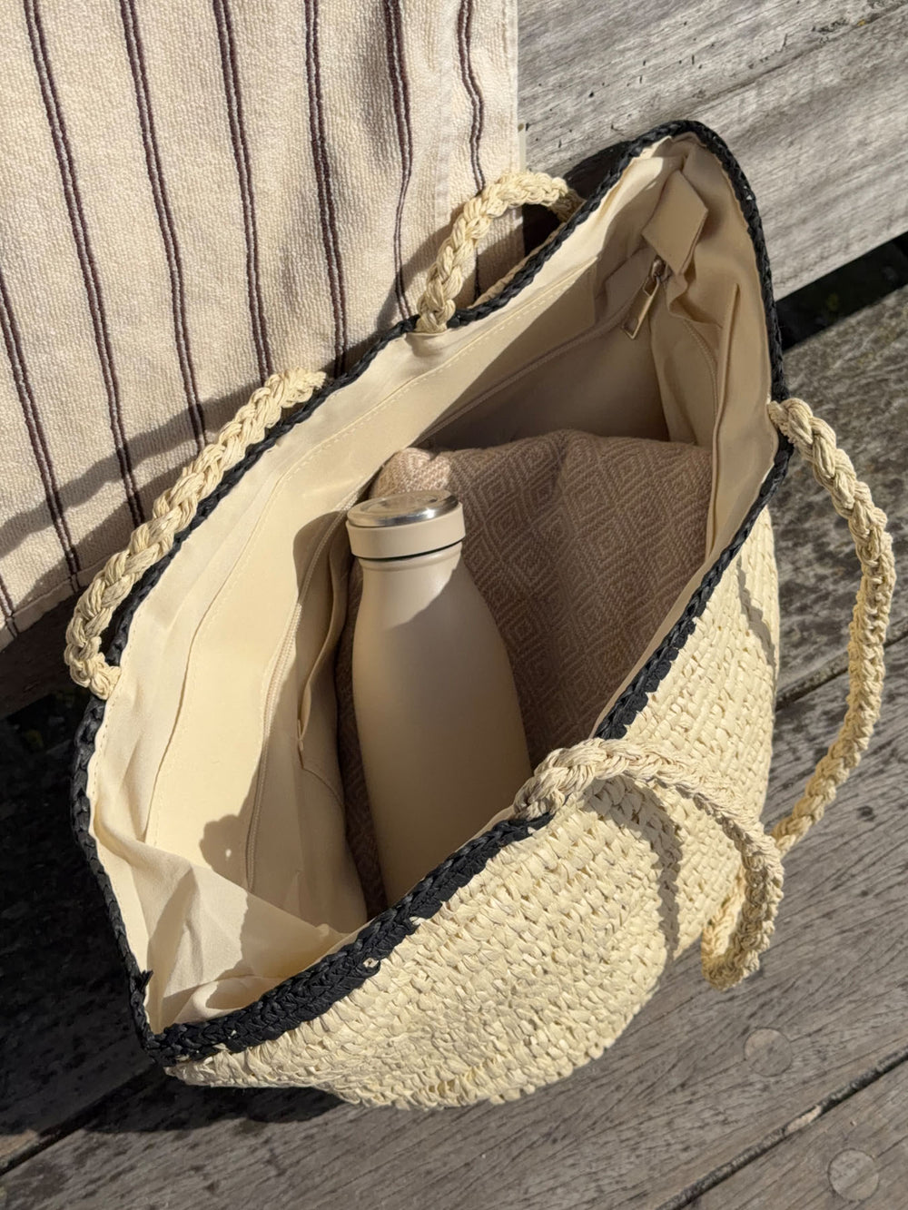 Spencer flet taske - Beige/sort