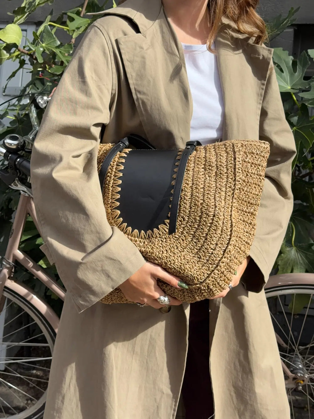 Wovana flettaske - Beige/Sort