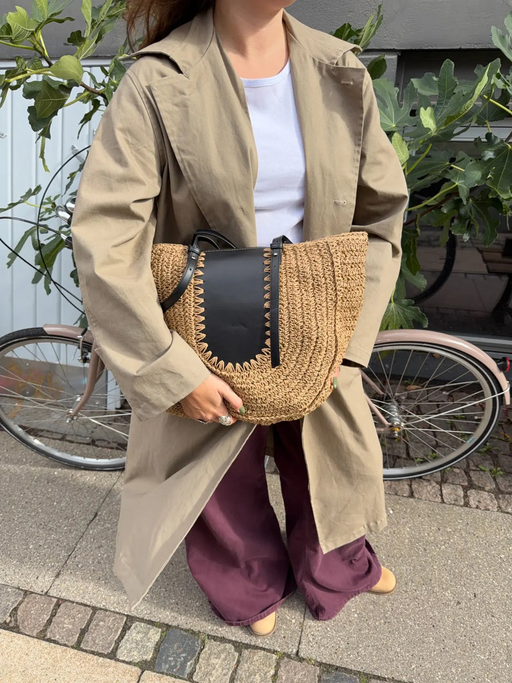 Wovana flettaske - Beige/Sort
