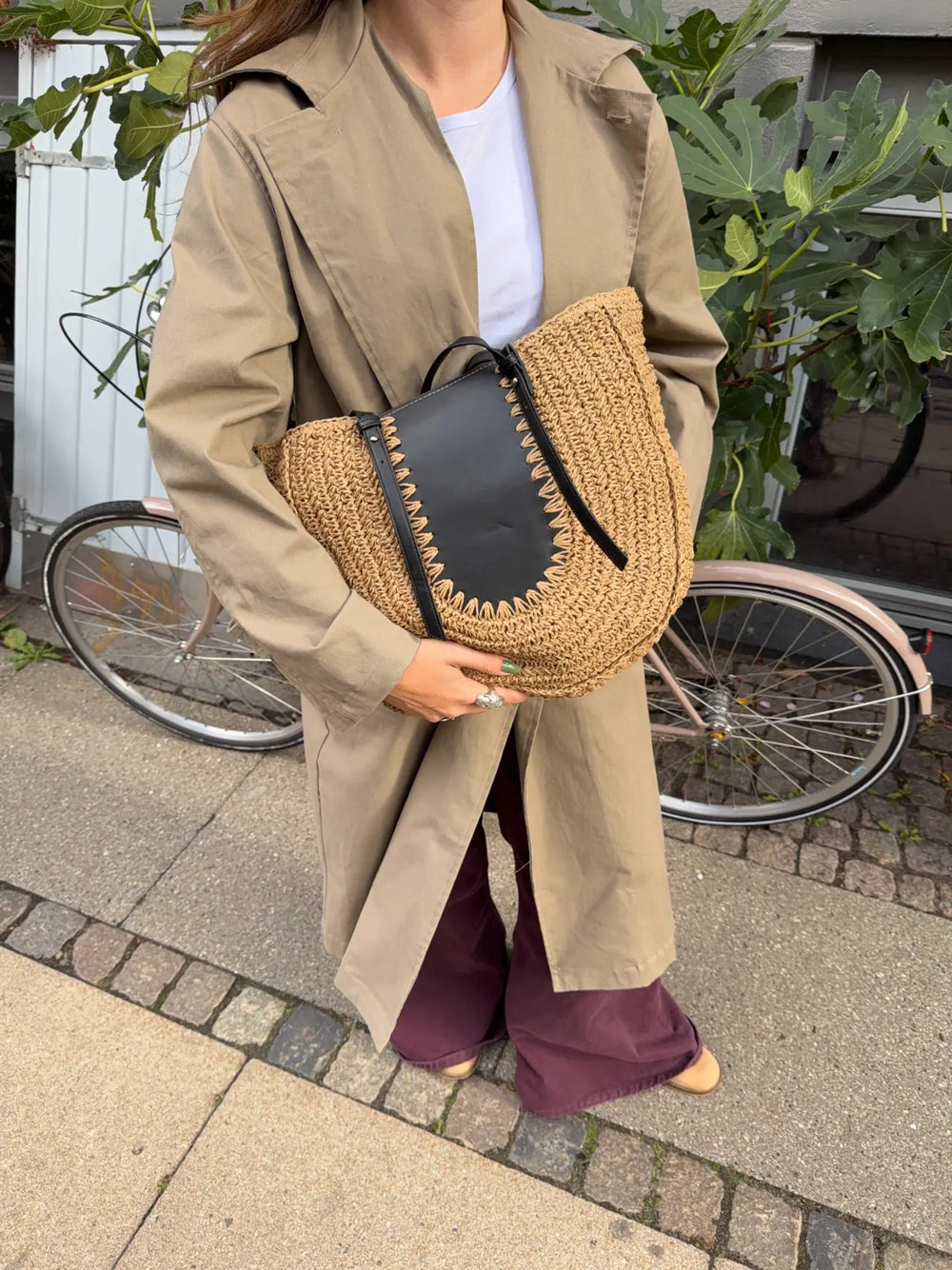 Wovana flettaske - Beige/Sort