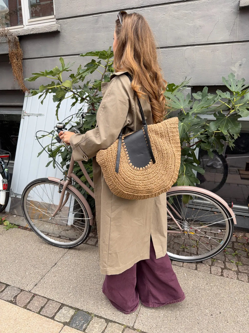 Wovana flettaske - Beige/Sort