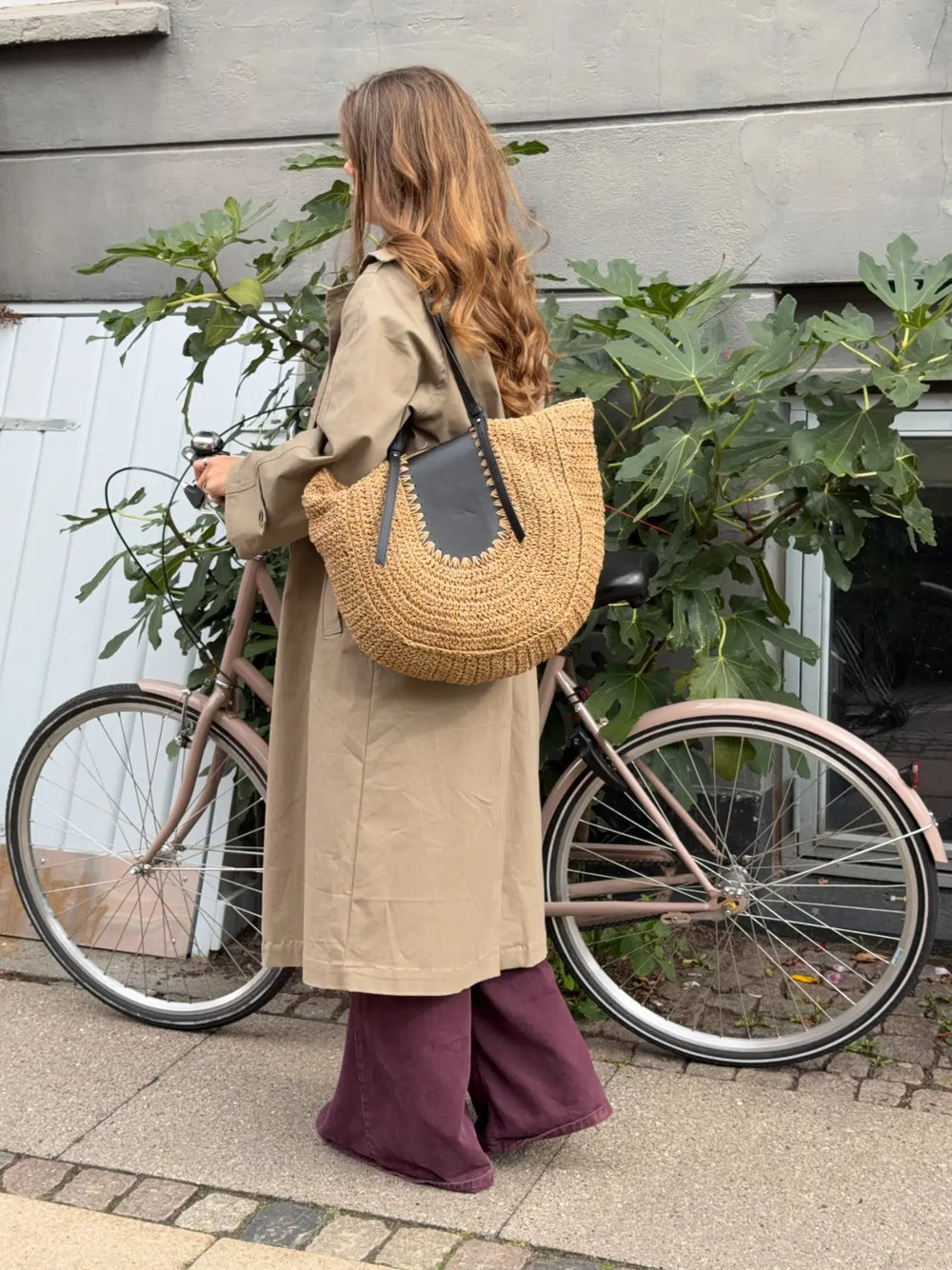 Wovana flettaske - Beige/Sort