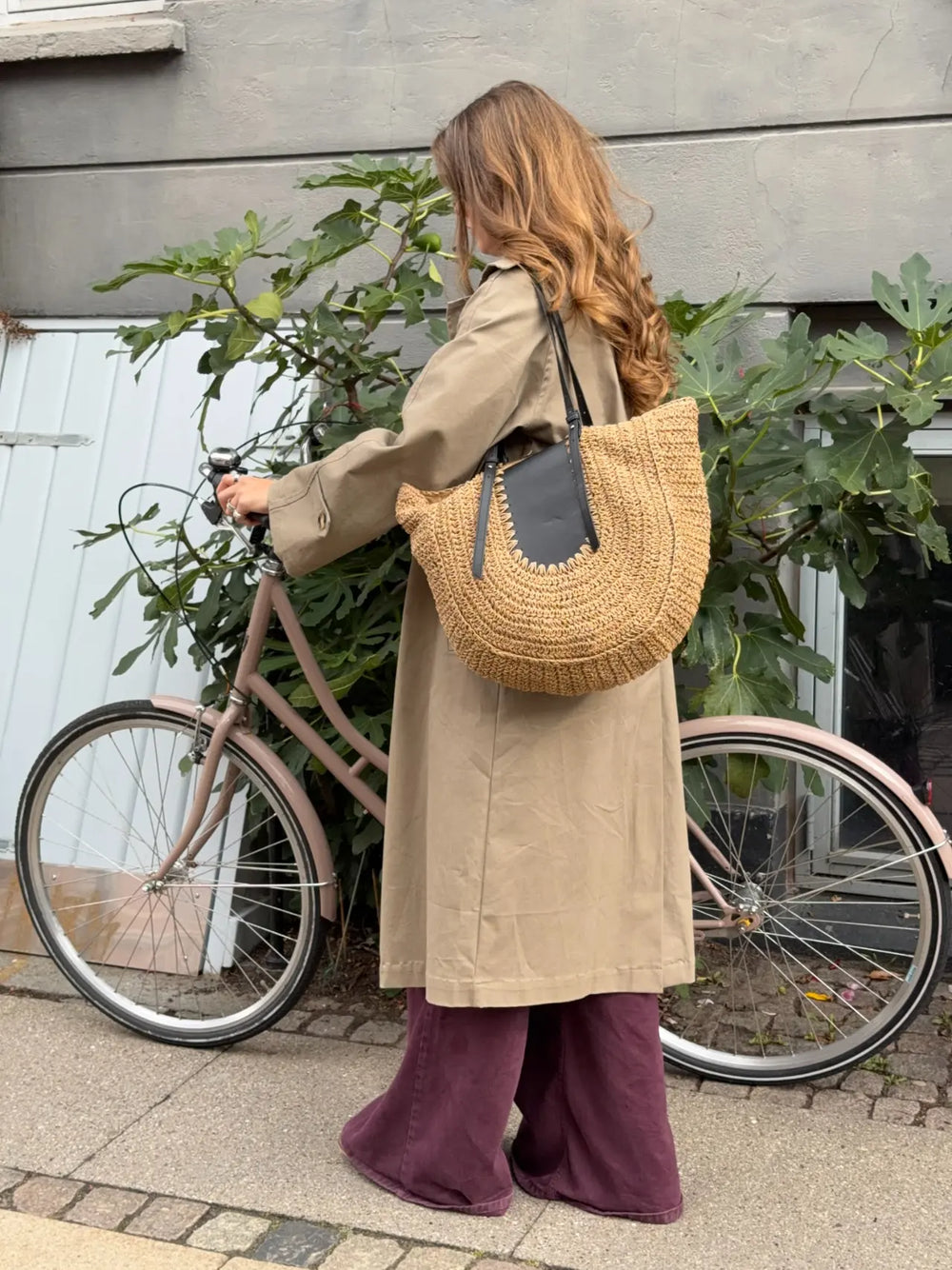 Wovana flettaske - Beige/Sort