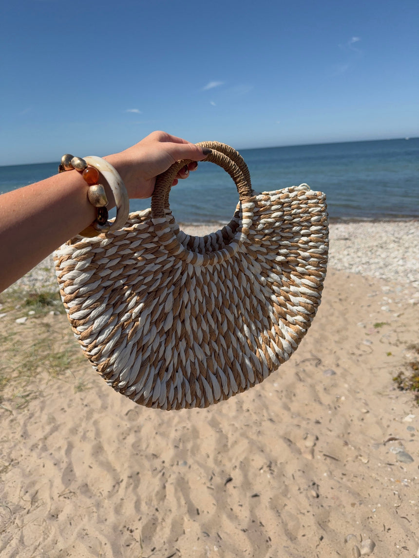 Monza flettet taske - Beige