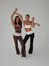 Essential folded yoga pants - Espresso/candyfloss