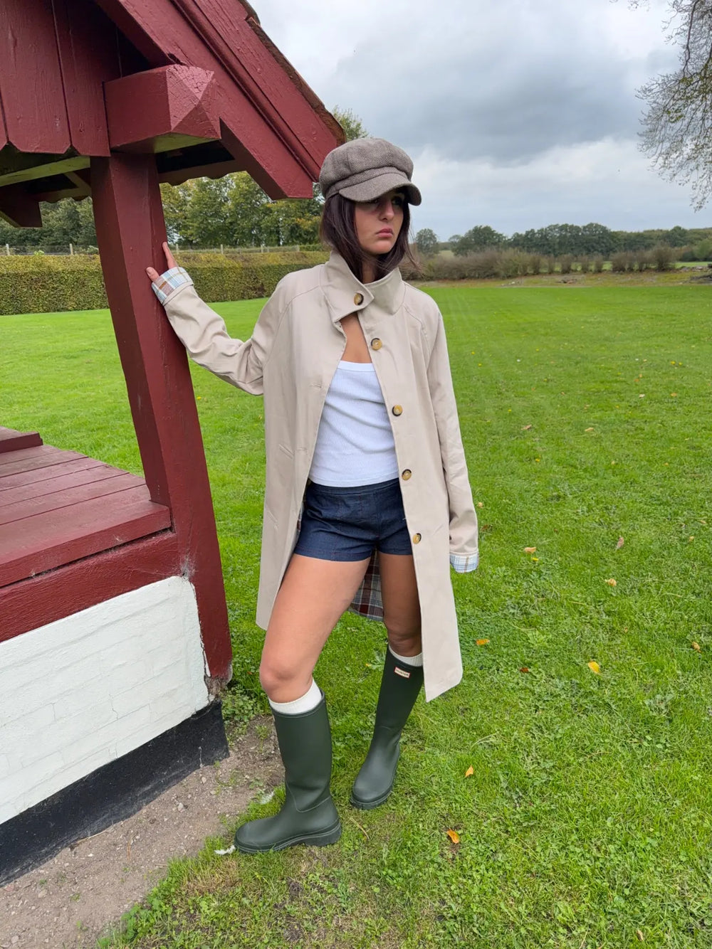 Sille frakke med ternet for - Beige
