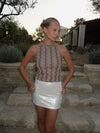 Liah halterneck top med glitter - Multifarvet