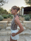 Liah halterneck top med glitter - Multifarvet