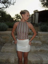 Liah halterneck top med glitter - Multifarvet