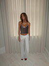 Belina glittertop med knapper - Brun