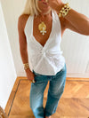 Scandivv halterneck-top med bindebånd - Hvid